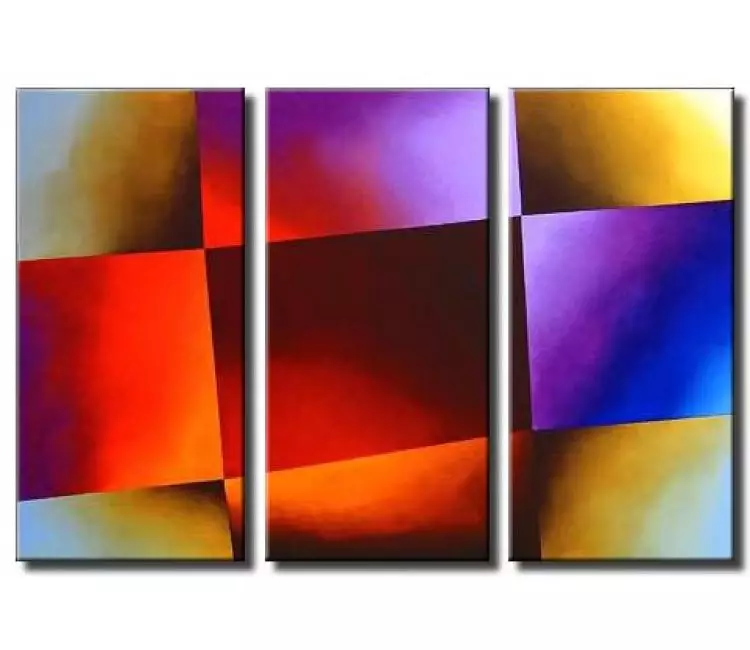 geometric painting - triptych geometrical abstract painting