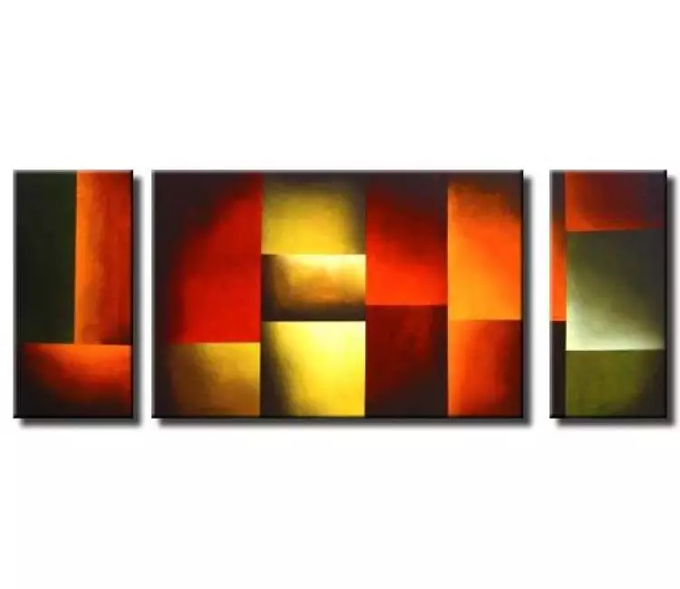 geometric painting - triptych geometrical wall art by osnat tzadok