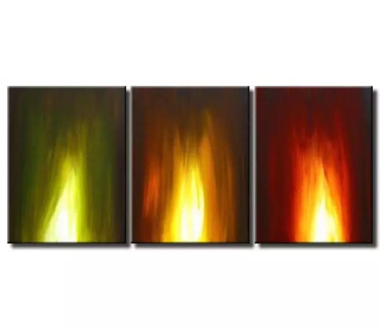 fire painting - original contemporary abstract art for living room dining room office modern green red abstract painting for home decor