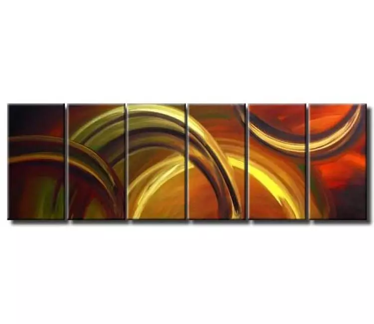 arcs painting - large green red abstract painting on canvas big modern wall art
