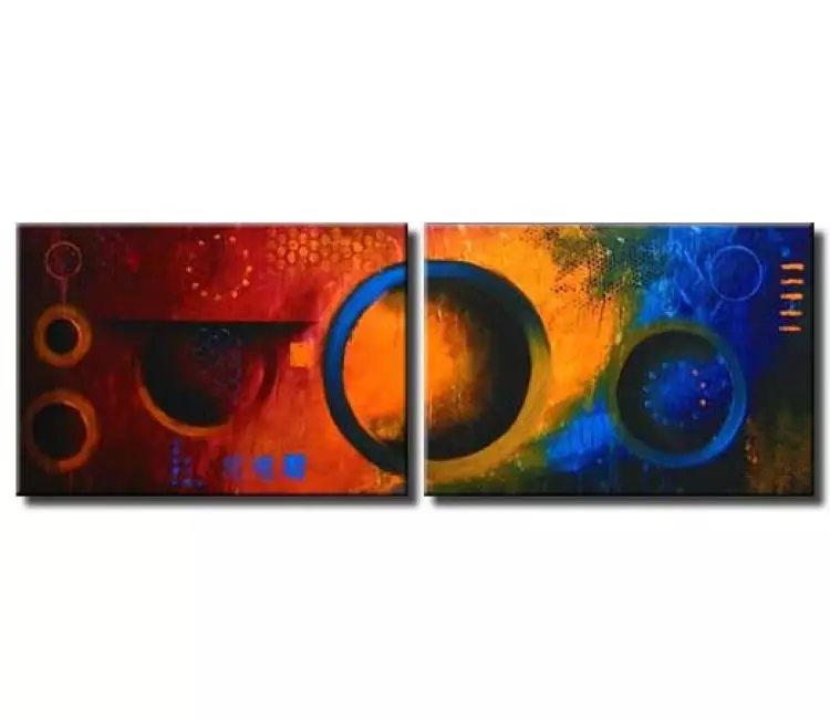 abstract painting - diptych colorful painting