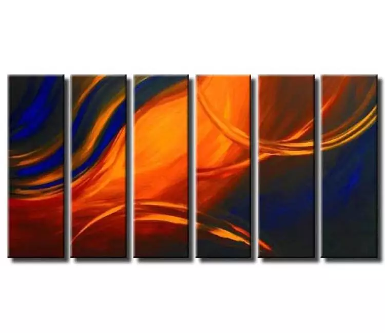 abstract painting - large contemporary abstract art for living room dining room office modern blue orange abstract painting for home decor