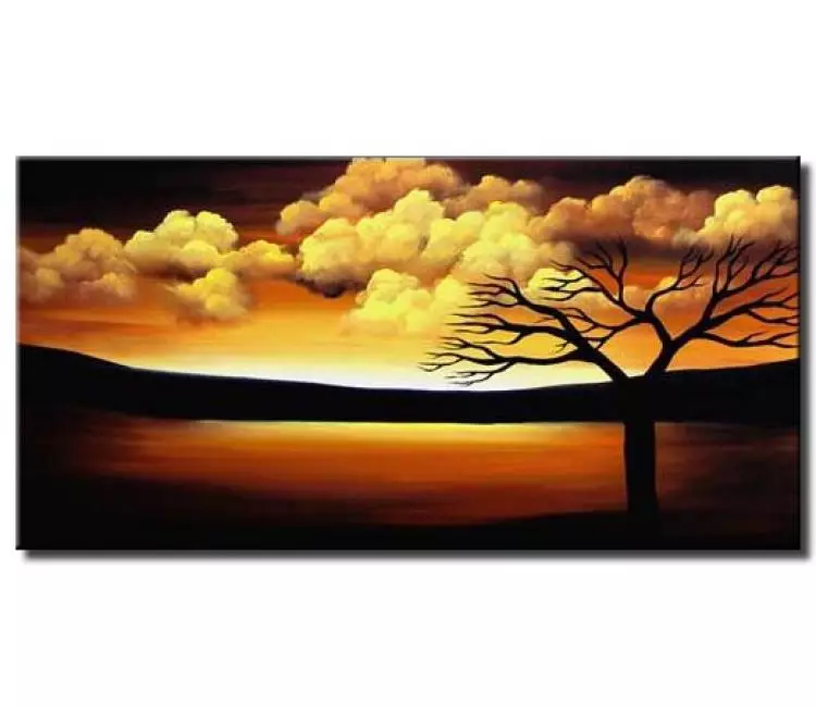 trees painting - sunrise wall art