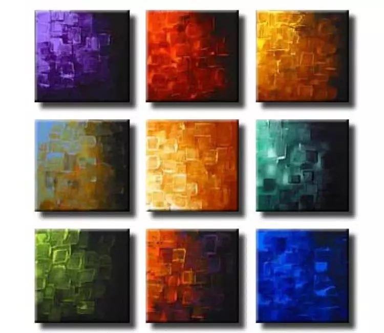abstract painting - multi panel colorful canvas art