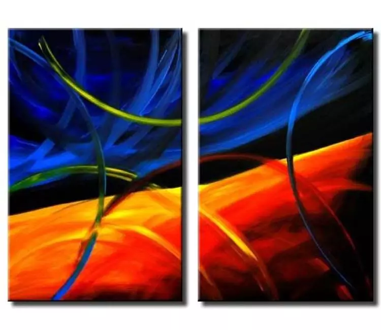 arcs painting - blue red modern abstract painting