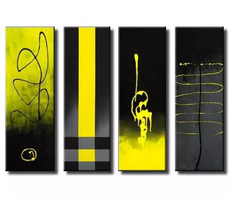 abstract painting - yellow black contemporary painting