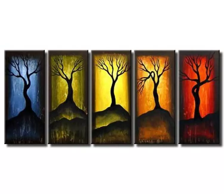 landscape painting - modern abstract tree paintings hand painted colorful tree art on canvas for living room bedroom office and home dcor