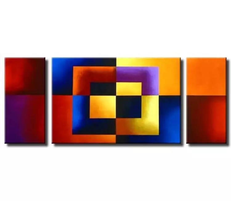 geometric painting - triptych geometrical wall art