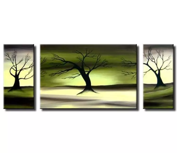 landscape painting - modern abstract tree paintings hand painted tree art on canvas for living room bedroom office and home dcor green