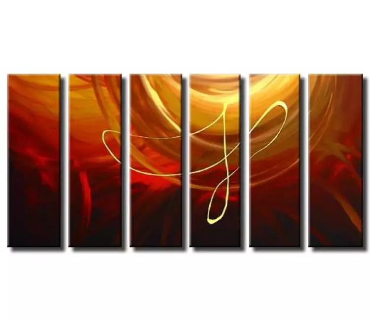 arcs painting - large contemporary abstract art original red yellow  abstract paintings on canvas for your office home decor