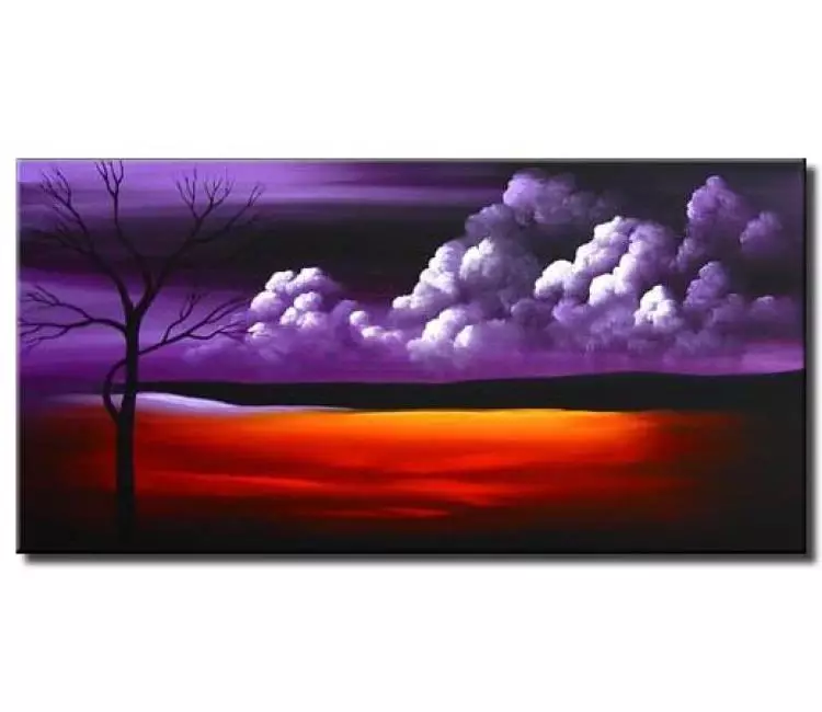 landscape painting - Contemporary landscape abstract paintings for bedroom living room office and wall decor original contemporary purple canvas art