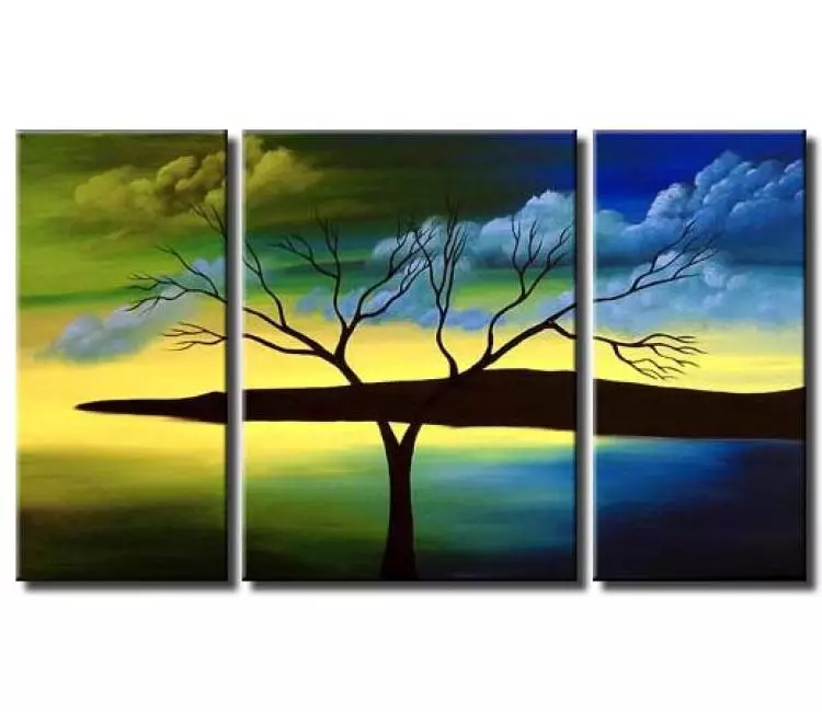 landscape painting - Contemporary landscape abstract paintings for bedroom living room office and wall decor original contemporary blue green canvas art