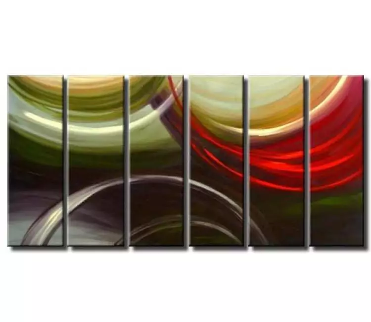 arcs painting - large contemporary abstract art original green red abstract paintings on canvas for living room office home dcor
