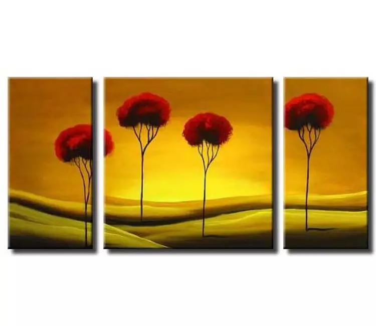 forest painting - red tree tops painting