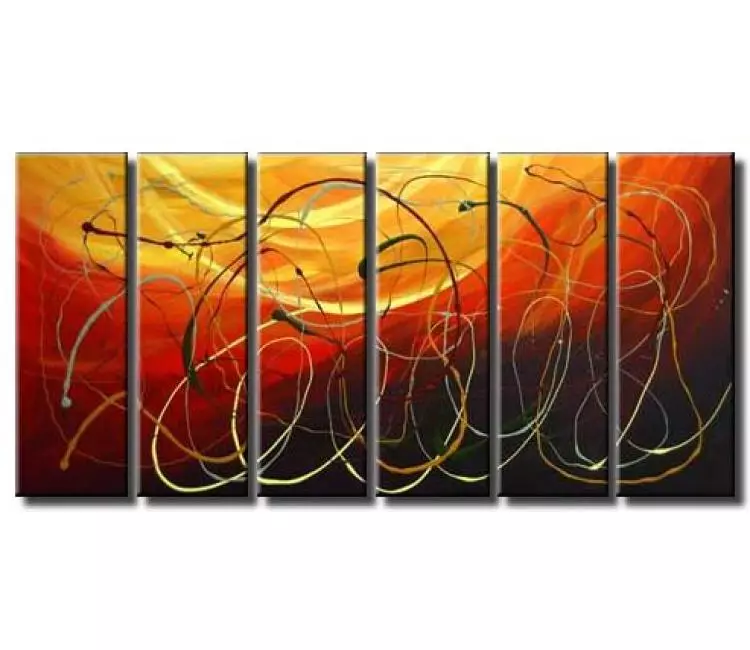 arcs painting - large contemporary abstract art original yellow red abstract paintings on canvas for living room office home dcor