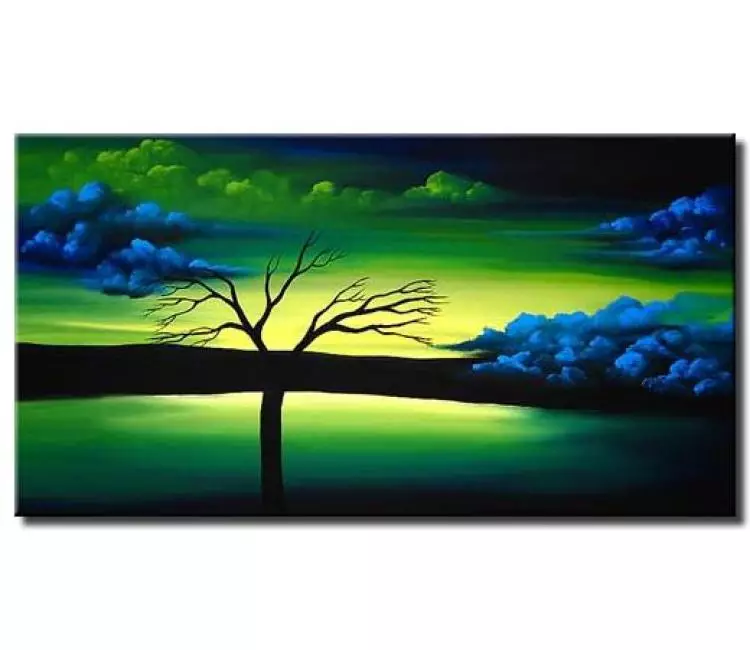 landscape painting - abstract landscape painting for bedroom living room office and wall decor original contemporary canvas art blue green