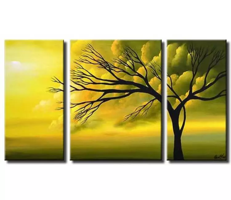 trees painting - sunrise canvas landscape