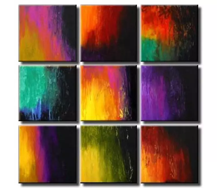 abstract painting - multi panel colorful abstract painting on canvas