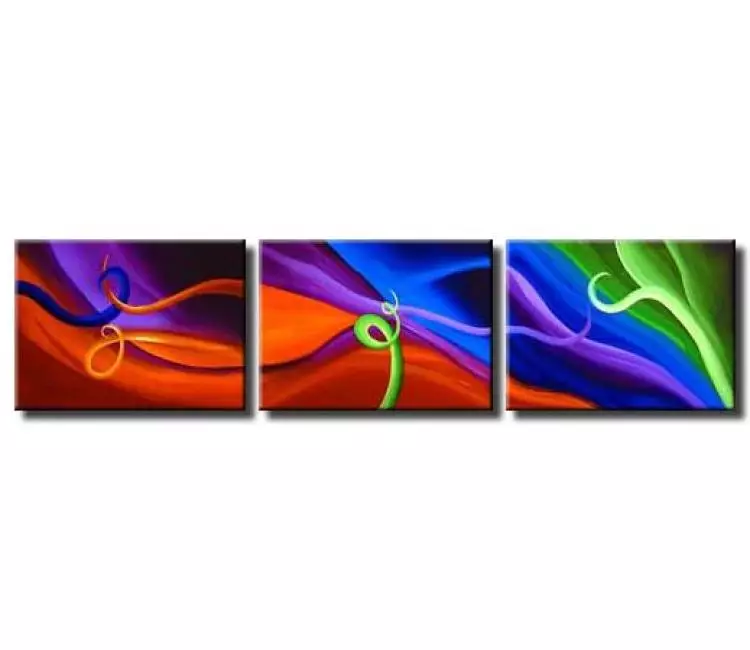 abstract painting - colorful long abstract painting on multi panel canvas art beautiful contemporary art