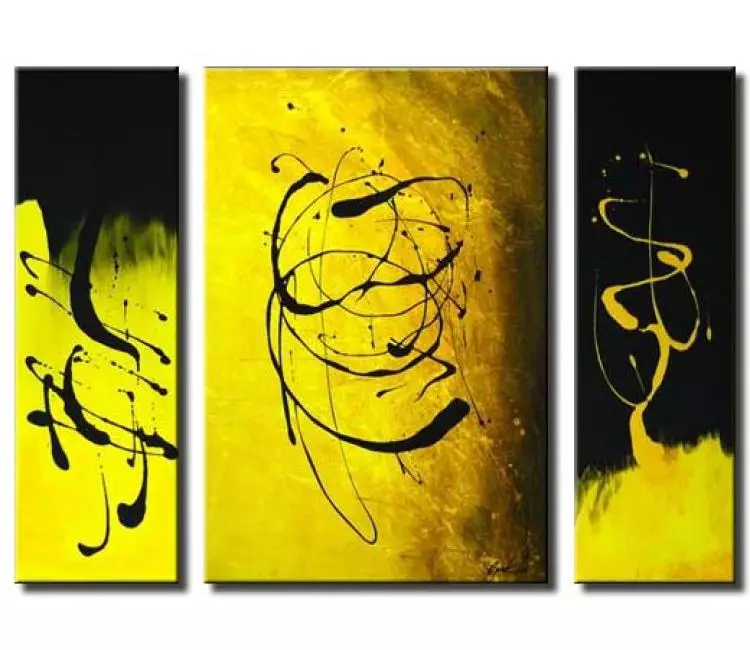 abstract painting - black and yellow modern wall art by osnat tzadok