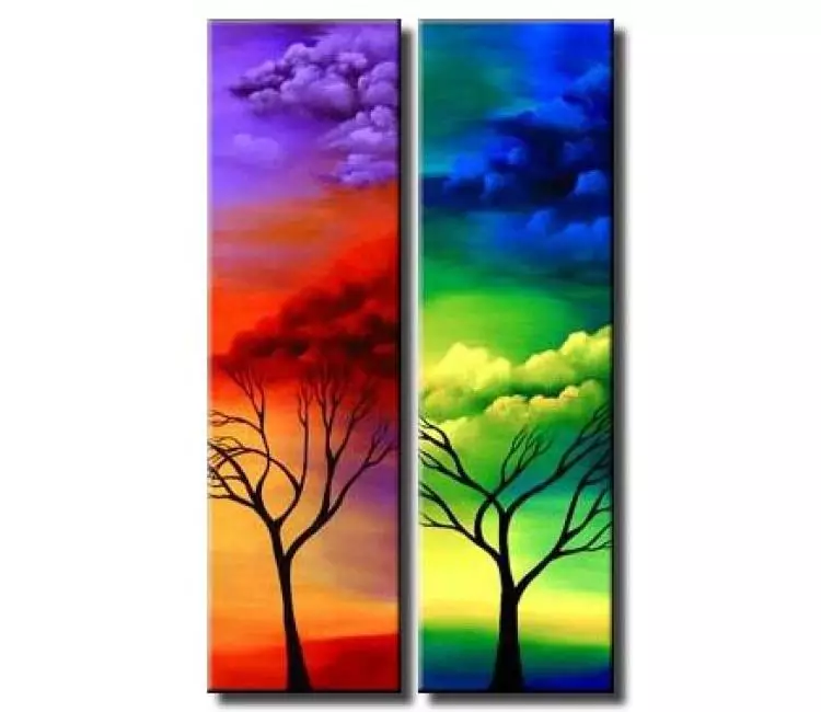 landscape paintings - diptych wall art