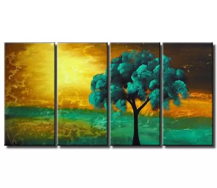 forest painting - contemporary tree wall art hand painted large tree artwork for sale modern turquoise tree painting