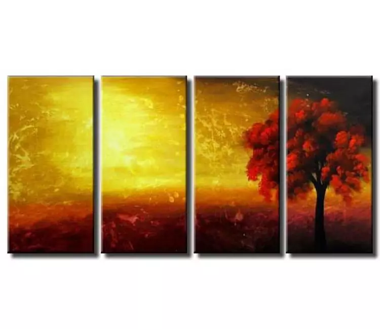 forest painting - contemporary tree wall art hand painted large tree artwork for sale modern red tree painting