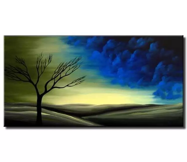 landscape painting - abstract landscape painting for bedroom living room office and wall decor original contemporary canvas art  blue green