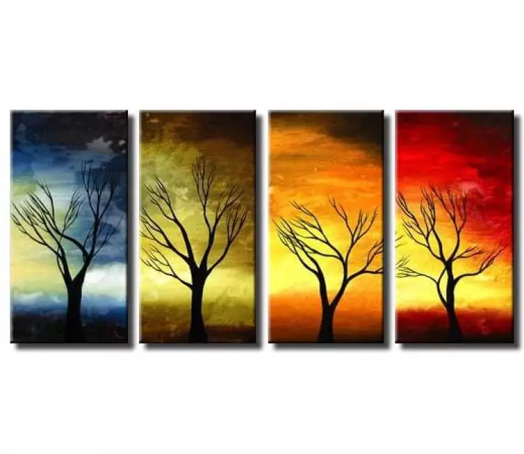 landscape painting - colorful tree art original tree paintings on canvas for living room office bedroom and home decor
