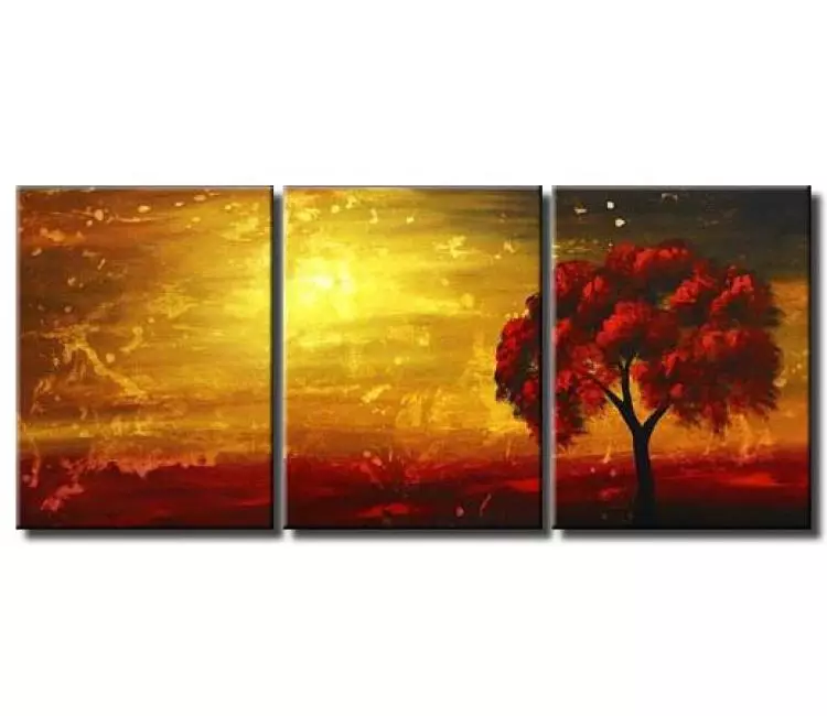 forest painting - red tree landscape