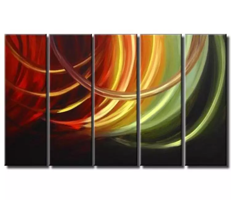 arcs painting - big contemporary art on large canvas green red abstract painting modern wall art