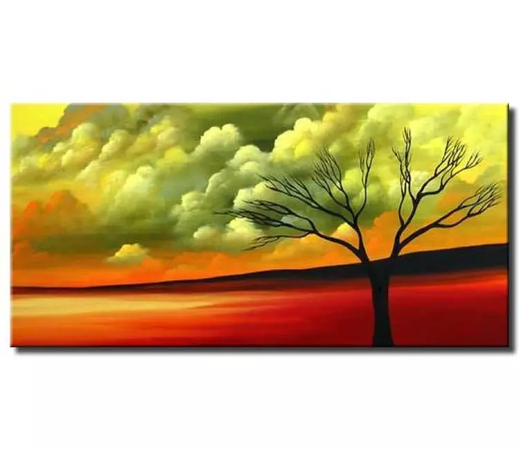 landscape painting - hand painted colorful tree art contemporary abstract landscape art for bedroom living room and wall decor