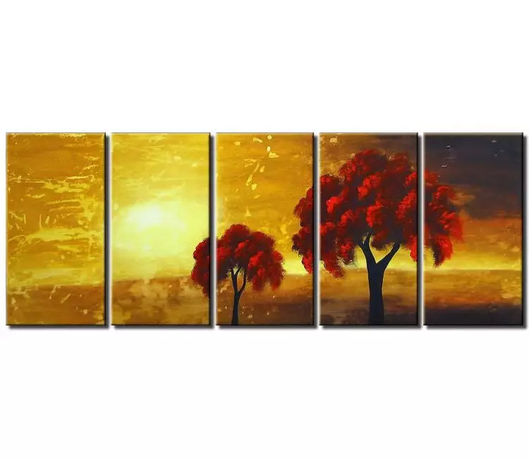 trees painting - contemporary tree art hand painted large tree artwork for sale modern red tree painting