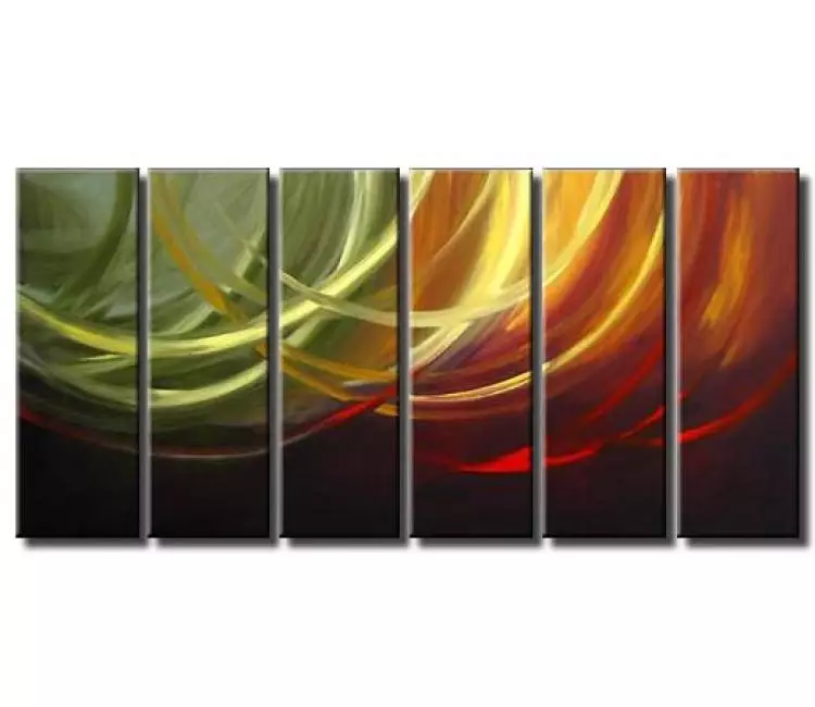 abstract painting - multi panel large canvas art original big red green modern living room wall art