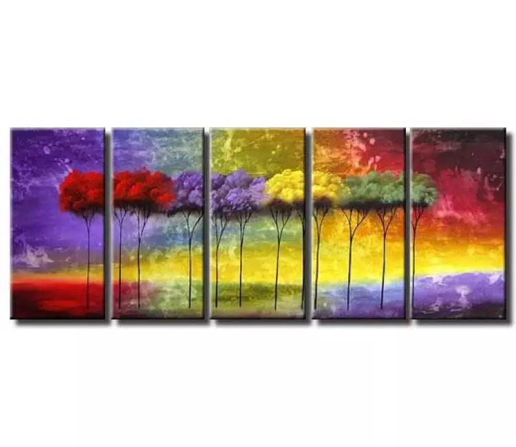 forest painting - colorful tree art large hand painted tree painting on canvas modern wall decor for living room hand painted