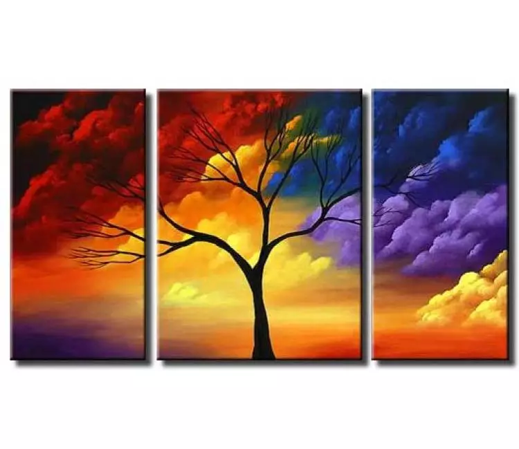 landscape painting - colorful modern tree landscape abstract painting contemporary canvas art modern tree artwork hand painted