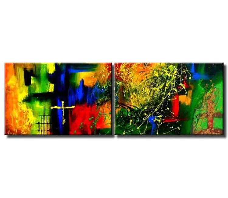 abstract painting - colorful large contemporary abstract canvas art for living room office bedroom home decor hand painted