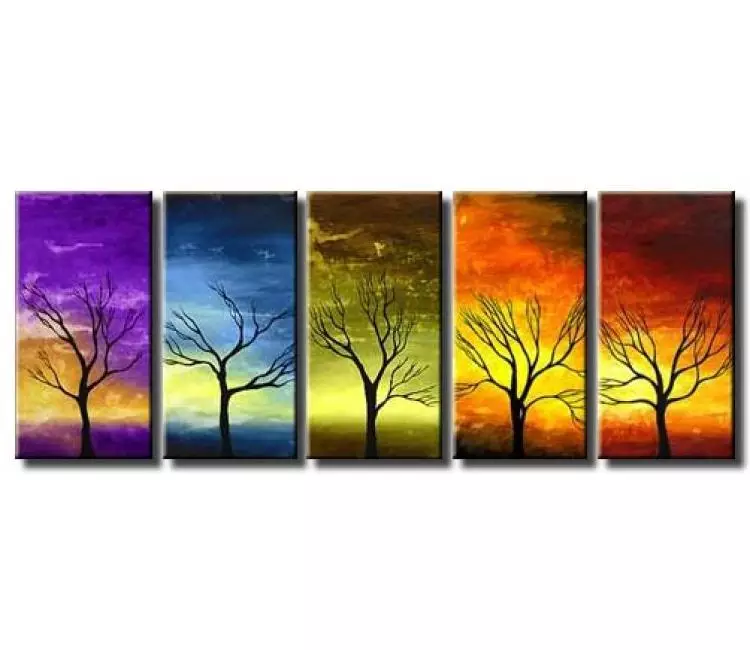 landscape painting - large modern tree paintings contemporary hand painted colorful abstract tree art for your living room