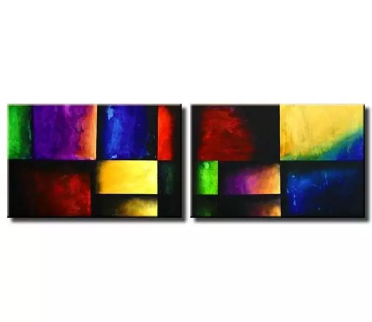 geometric painting - geometric abstract art on canvas colorful original contemporary abstract painting for modern living room