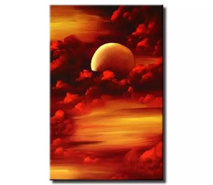 landscape painting - abstract moon art on canvas hand painted original modern moon painting wall art
