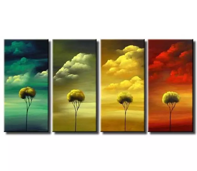 forest painting - large modern tree paintings contemporary hand painted colorful abstract tree art for your living room