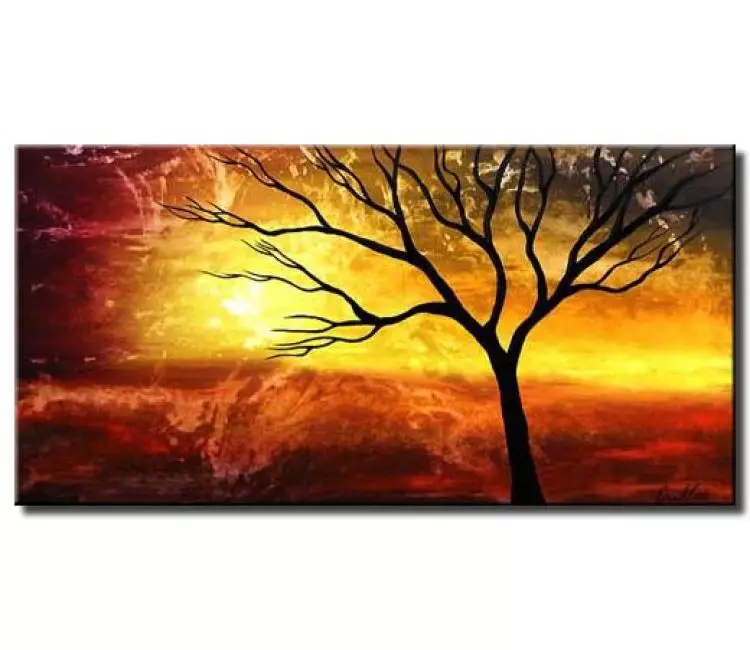 landscape painting - tree painting on canvas hand painted abstract tree art for office and living room wall decor