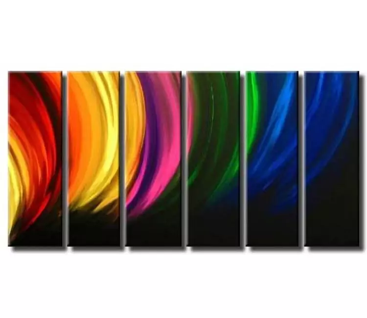 arcs painting - big multi panel abstract art on large canvas colorful big modern wall art for living room