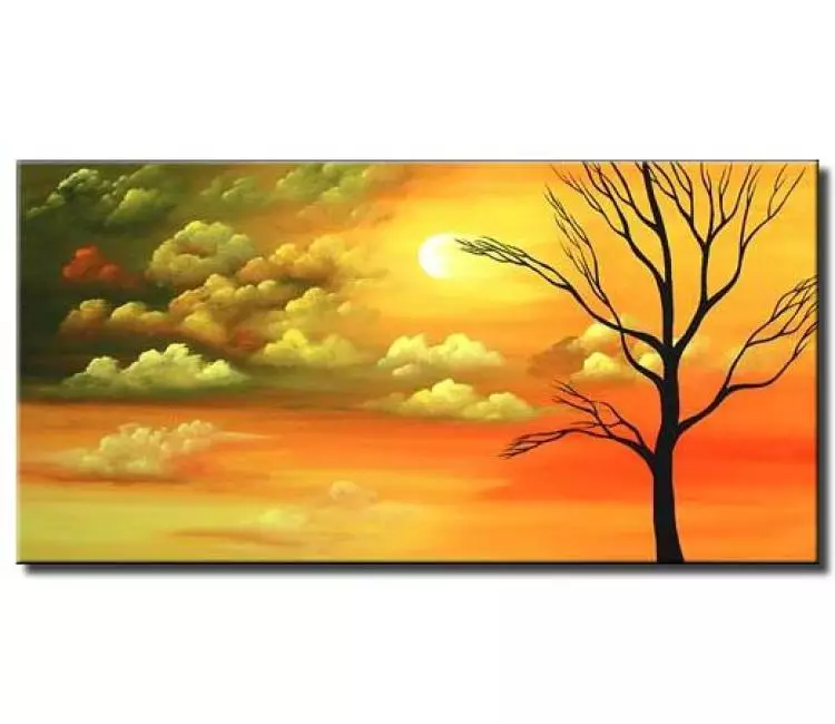 trees painting - Beautiful Sunrise Paintings original abstract Landscape paintings on Canvas for living room