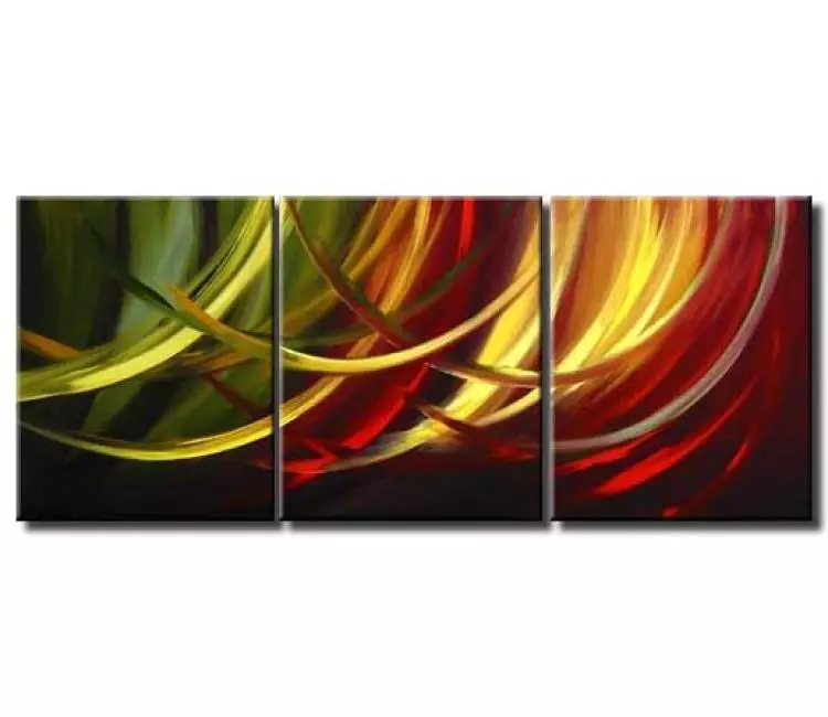 arcs painting - modern green red abstract painting on canvas