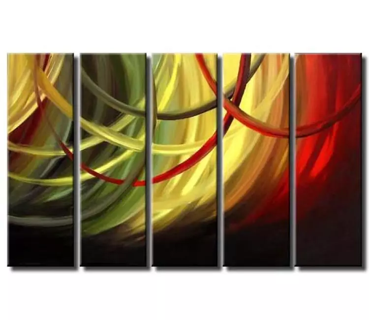 arcs painting - big modern abstract wall art on canvas large red green gold contemporary art for living room