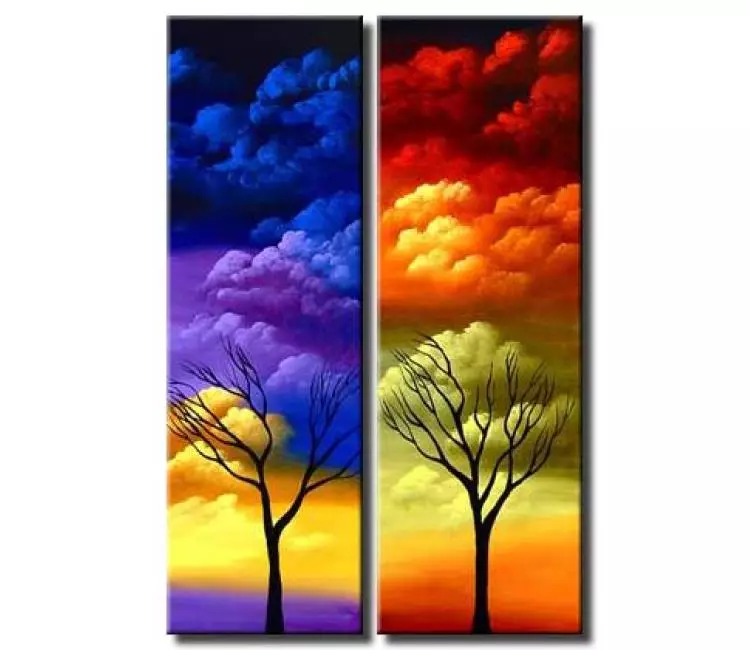 landscape paintings - trees and clouds