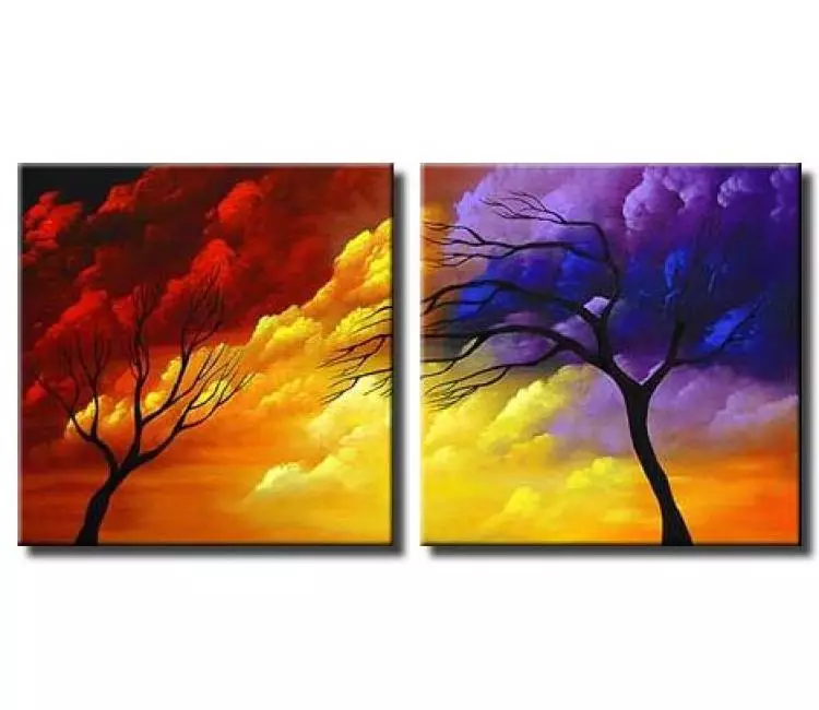 trees painting - Abstract Landscape Painting Canvas art for Dining Room Original Landscape Art for Living Room and bedroom