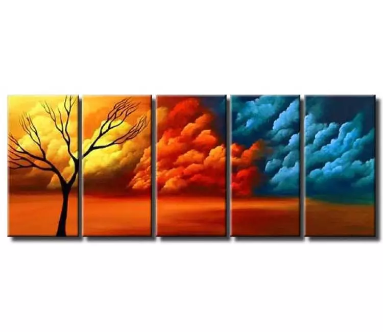 landscape painting - large original colorful abstract landscape tree painting art for living room bedroom office modern custom wall art