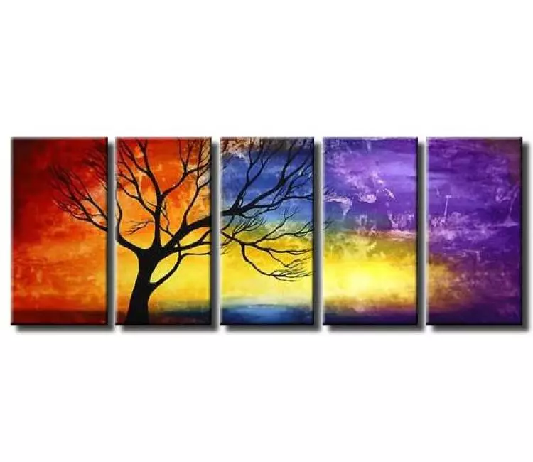 landscape painting - colorful abstract tree painting for bedroom living room office large modern abstract landscape custom art